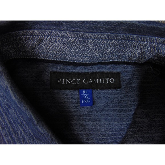 Vince Camuto Shirt Mens XL Blue Textured Button Down Long Sleeve Casual - Picture 4 of 7